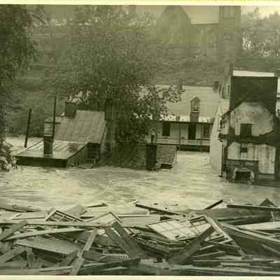 Shenandoah Street, Harpers Ferry, during 1942 flood ~ ARC 734-1t