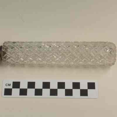 Cut glass bottle with gold washed cap