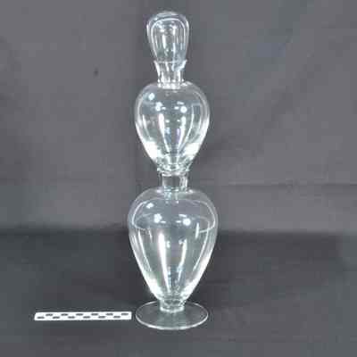 Three piece clear glass apothecary bottle