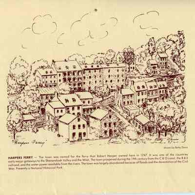 Harpers Ferry, drawn by Betty Davis, 1988 Kiwanis calendar