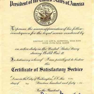 Certificate of Satisfactory Service