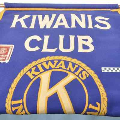 Blue felt Kiwanis Club banner