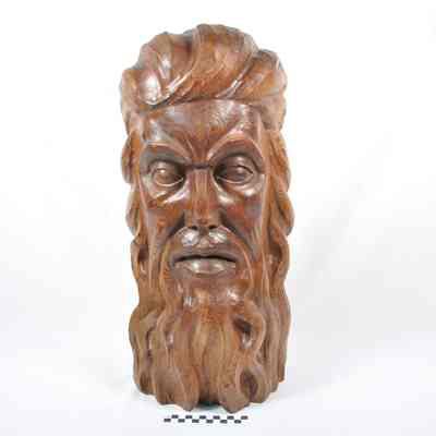 Wood carving of bust of Moses