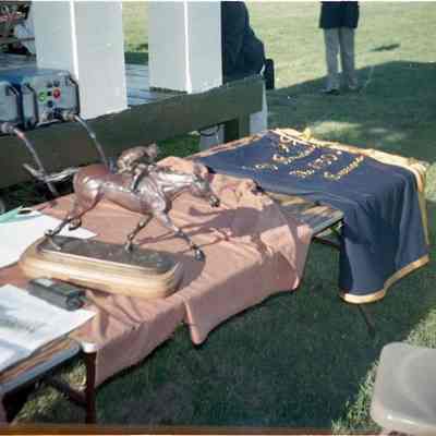 Trophy and banner at Charles Town Race Track