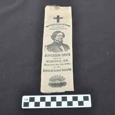 Ribbon commemorating the death of Jefferson Davis