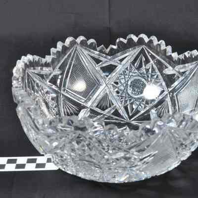Cut glass serving bowl