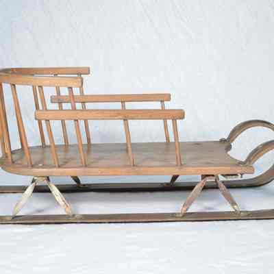 Child's wood and metal sled