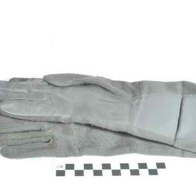 Pair of gray nomex (fire resistant) and leather gloves
