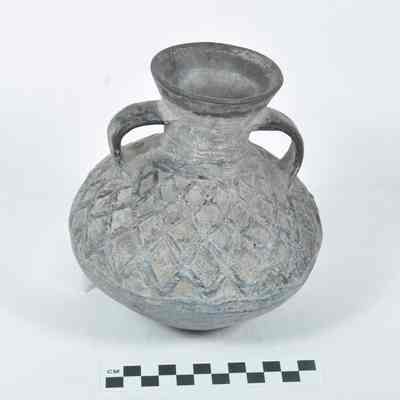 Small black earthenware pot