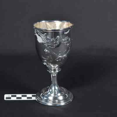 Coin silver goblet with oak leaf and acorn design