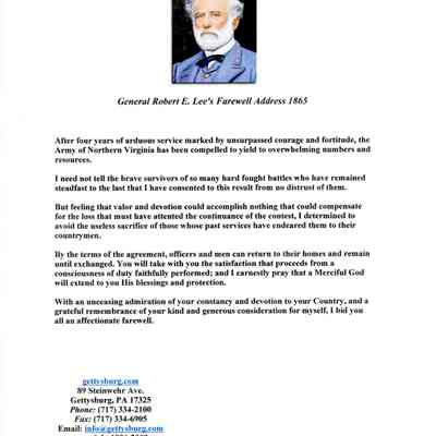 General Lee's farewell address in 1865