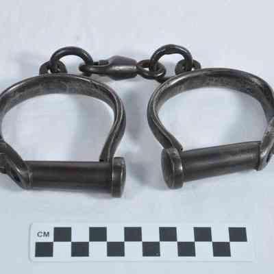 Iron handcuffs purportedly used on John Brown