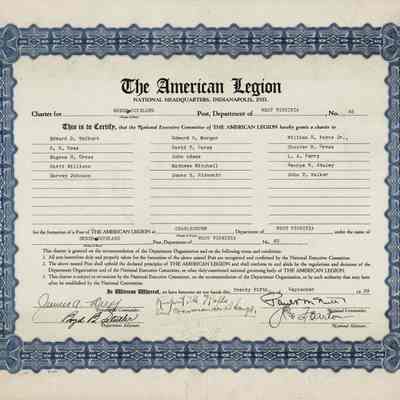 Charter of Green-Copeland American Legion Post 63