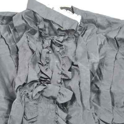 Black silk long-sleeved blouse