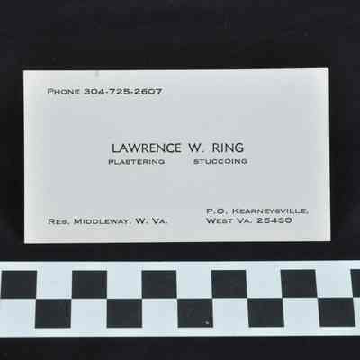 Business card of Lawrence W. Ring