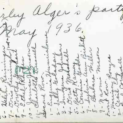 Shirley Alger's party in May 1936
