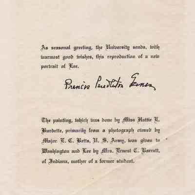 Back of photograph of painting of General Robert E. Lee
