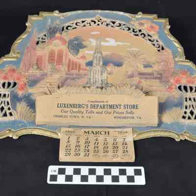 1936 advertising calendar from Luxenberg's Department Store