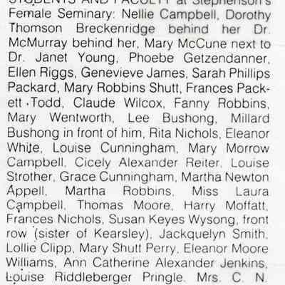 Stephenson's Female Seminary students and faculty