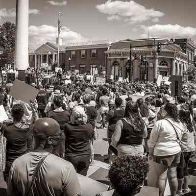 People standing near Jeff Co Courthouse during Black Lives Matter rally (IMG3915010)