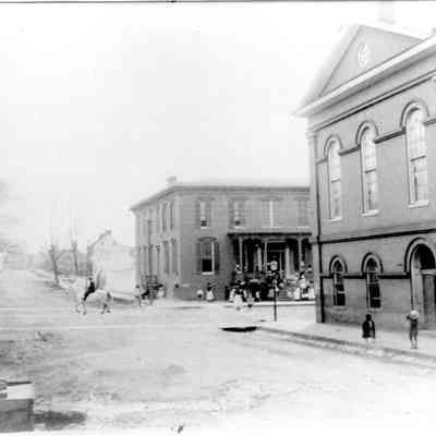 George Street - looking south showing Jefferson County Jail and Charles Washington Hall