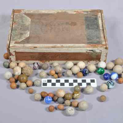 Clay and glass marbles