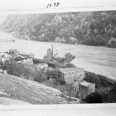 Harpers Ferry scene on the Shenandoah River at time of 1896 flood