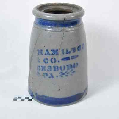 Gray stoneware churn