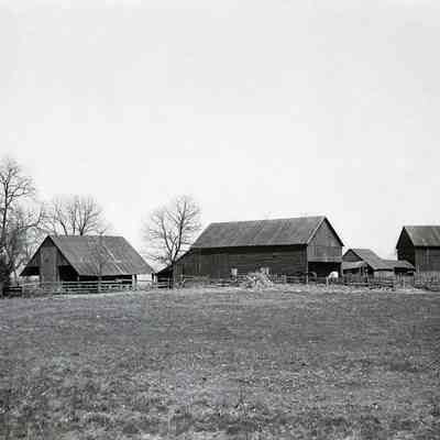 Buildings, shop, corn house, barn, and barracks at Sunrise, 1941