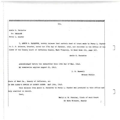 Copies of Deed and Correspondence