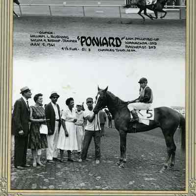 Winner's circle for "Poniard" at Charles Town Race Track