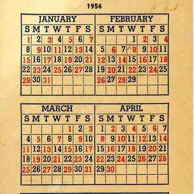 Advertising and delivery calendar card for Hill Farm Dairy