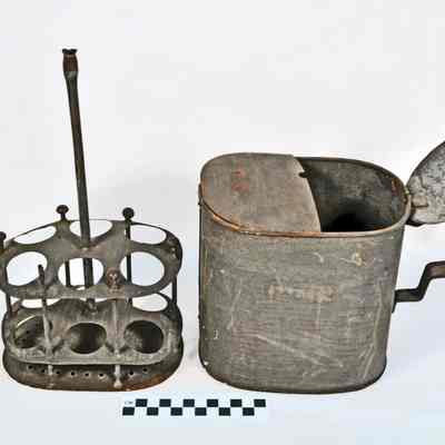 Tin boiler with handle and two lids