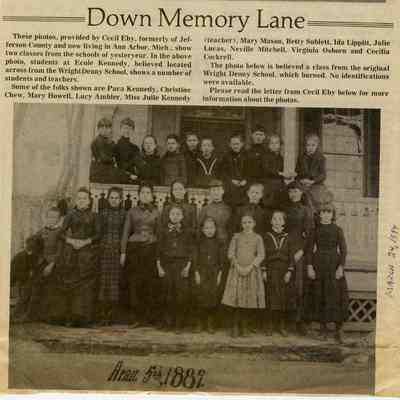 Likely students from the original Wright Denny School, 1887