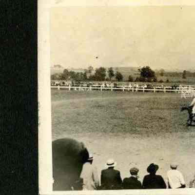 Horse and rider inside field, "At the Charles Town Horse Show, August 1919"