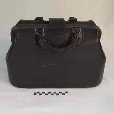 20th Century black leather medical bag