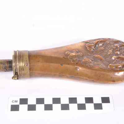 Powder flask with brass pouring spout