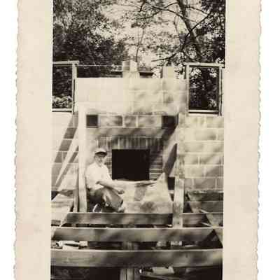 Martin D. Welsh, Sr., posing in an unfinished house, undatedd: IMG2025.026.001 (35)