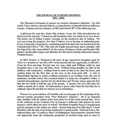 Diary of Warner A. Thomson