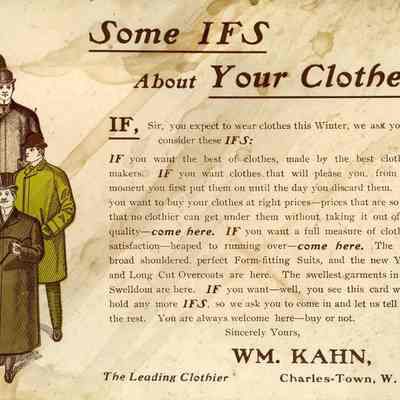 Wm. Kahn clothiers advertisement postcard