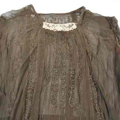 Brown chiffon beaded dress