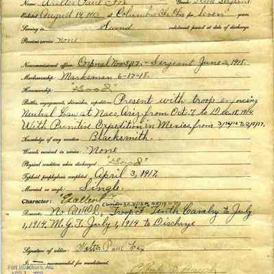ARC687-7 Walter Fox Honorable Discharge, 1919 (back)