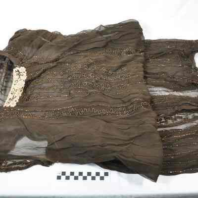 Brown chiffon beaded dress