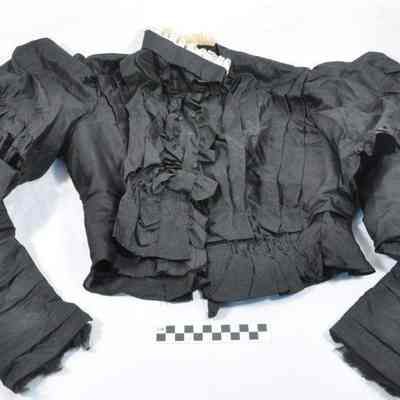 Black silk long-sleeved blouse