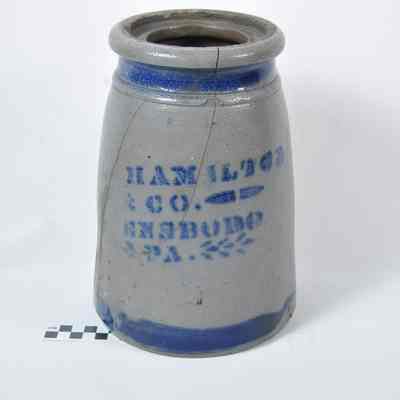 Gray stoneware churn
