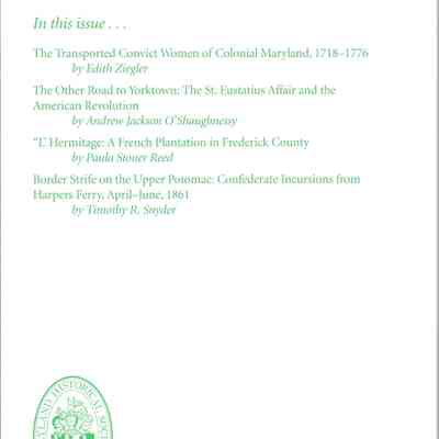 Maryland Historical Magazine Back Cover
