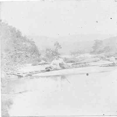 Two women near the old mill on the Big Eddy
