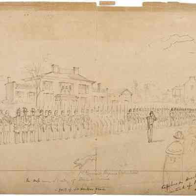 Parade of 1st Regiment Virginia Volunteers in Front of Mr. Hunter's House by Albert Berghaus
