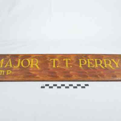 Varnished wood door nameplate