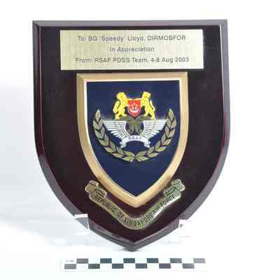 Plaque with coat-of-arms of Republic of Singapore Air Force